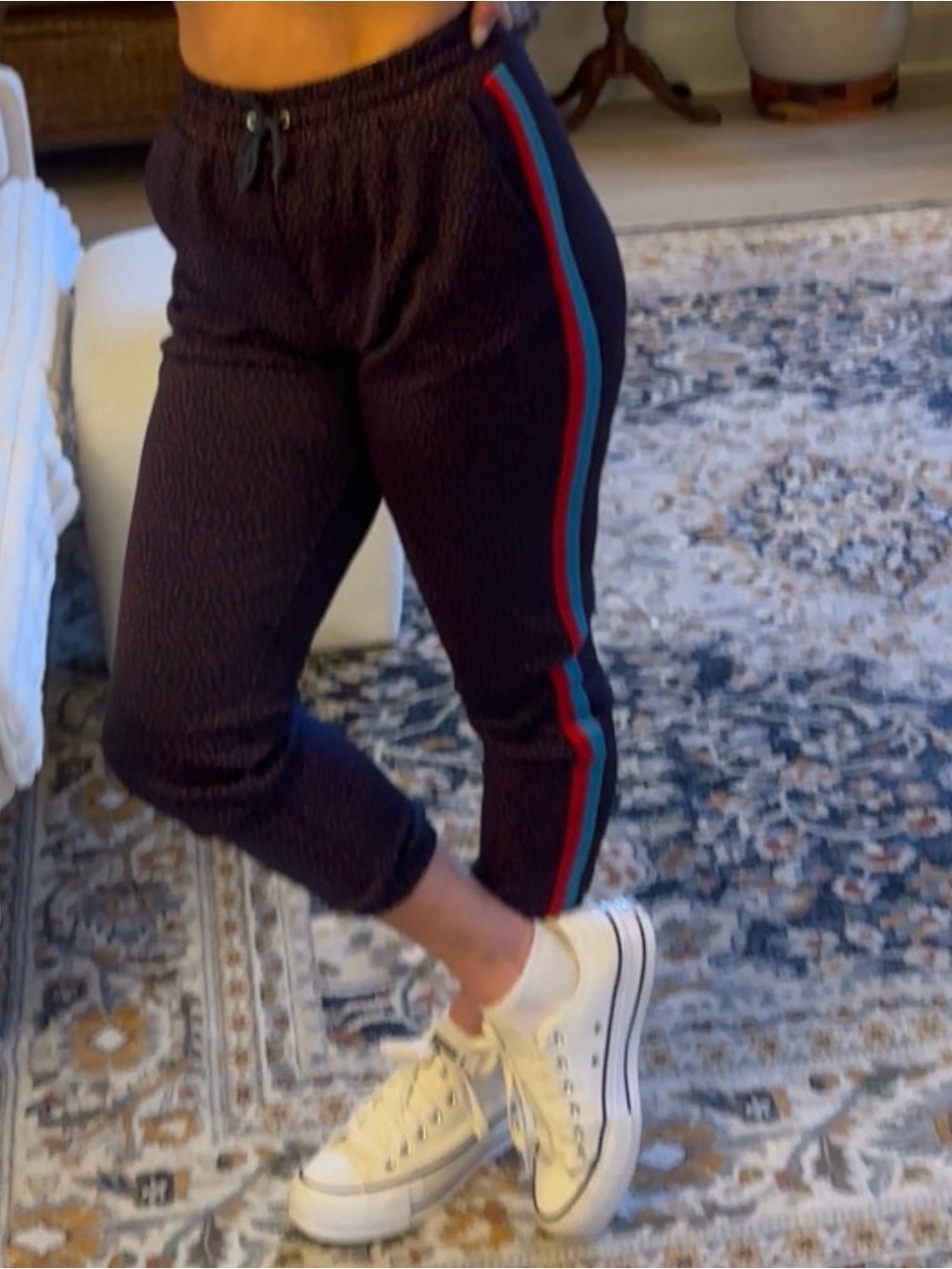 Juicy Couture Black Label Navy Side Stripes Joggers High Rise Y2K
